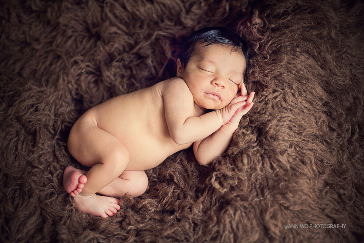 newborn baby boy light brown knitted pixie hat